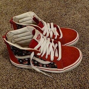 Vans Kids Red and Black Floral High-Tops